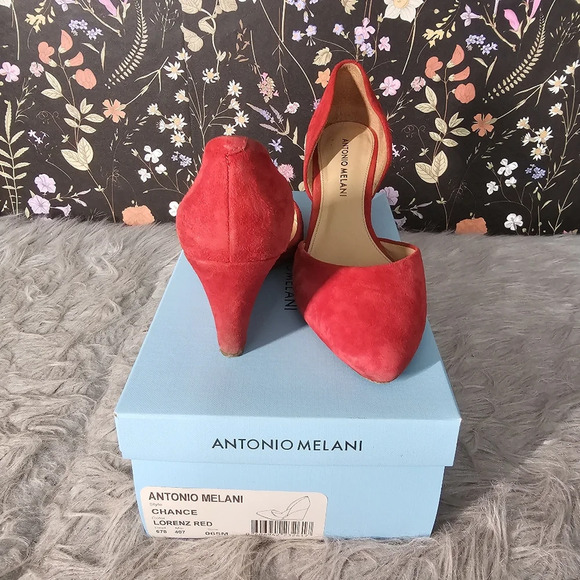 ANTONIO MELANI | Womens Red Suede Wedge D'orsay pointed toe pump size 6.5 - Picture 6 of 6